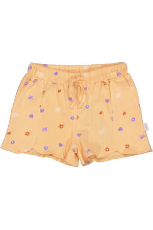 regular waist casual short oranje met textuur
