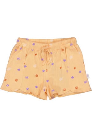 regular waist casual short oranje met textuur