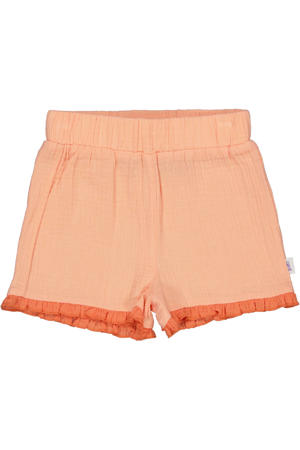 regular waist casual short met textuur oranje