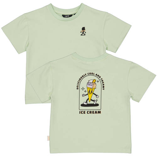 QPI Mini T-shirt met backprint lichtgroen Jongens Katoen Ronde hals Backprint - maat 98 afbeelding