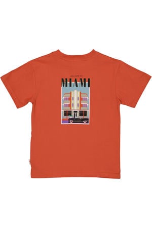 T-shirt met backprint oranje