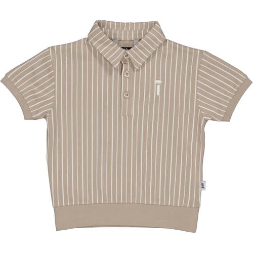 QPI Mini gestreepte polo zand Beige Jongens Katoen Polokraag Streep