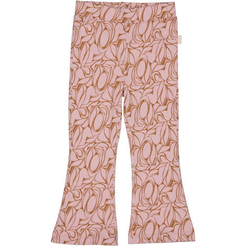 QPI Mini regular waist flared broek roze Meisjes Katoen All over print - maat 80 afbeelding