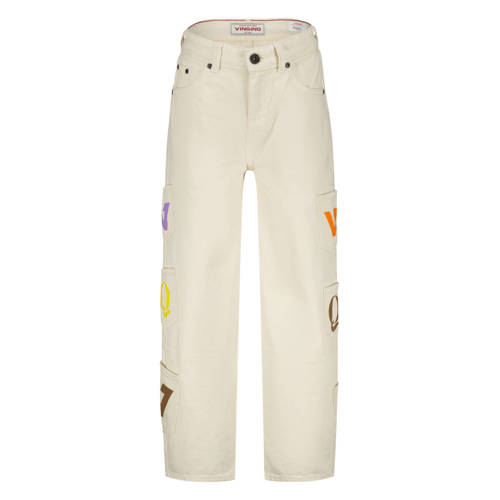 Quinns by Vingino Lorenzo loose fit jeans wit Jongens/Meisjes Denim All over print - maat 116 afbeelding