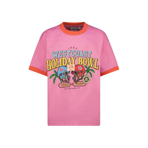 Quinns by Vingino T-shirt roze Jongens Katoen Ronde hals Printopdruk - maat 164 afbeelding