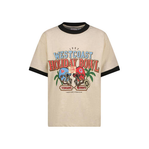 Quinns by Vingino T-shirt beige Jongens Katoen Ronde hals Printopdruk - maat 140 afbeelding