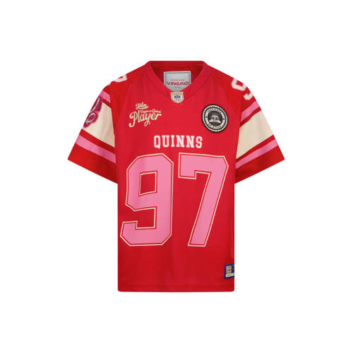 Quinns by Vingino T-shirt met backprint rood Jongens Polyester V-hals Backprint - maat 128 afbeelding