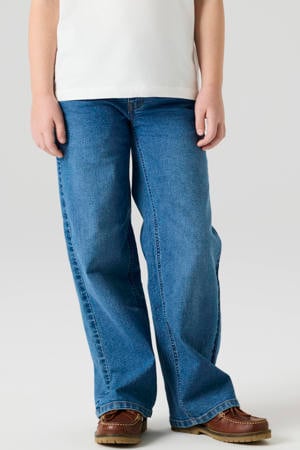wide leg jeans medium blue denim