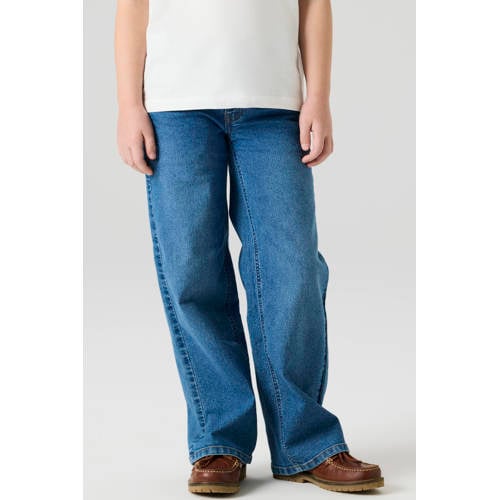 NAME IT KIDS wide leg jeans medium blue denim Blauw Effen - maat 140 afbeelding