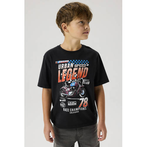 NAME IT KIDS T-shirt zwart Jongens Katoen Ronde hals Printopdruk - maat 146/152 afbeelding