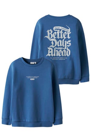 sweater met backprint blauw