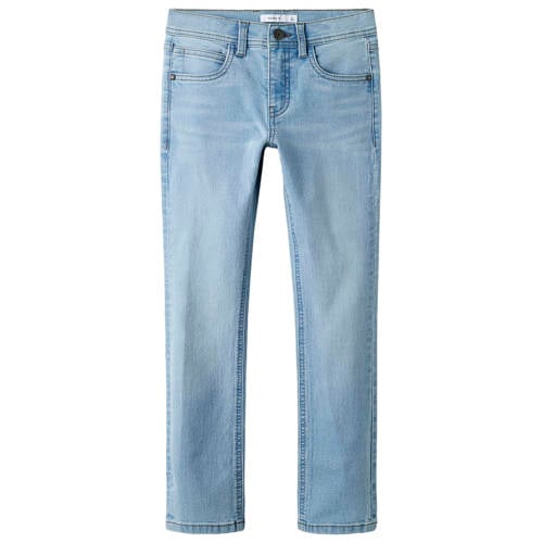 NAME IT KIDS slim fit jeans light blue denim Blauw Effen - maat 140 afbeelding