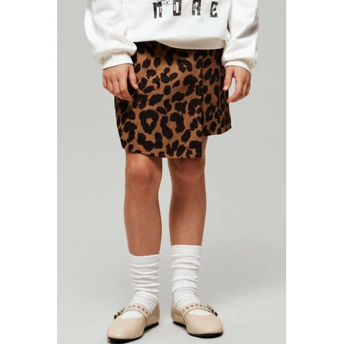 NAME IT KIDS skort met panterprint bruin Rok Meisjes Katoen Panterprint - maat 128 afbeelding