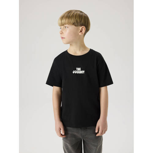 NAME IT KIDS T-shirt met backprint zwart Jongens Katoen Ronde hals Backprint - maat 122/128 afbeelding