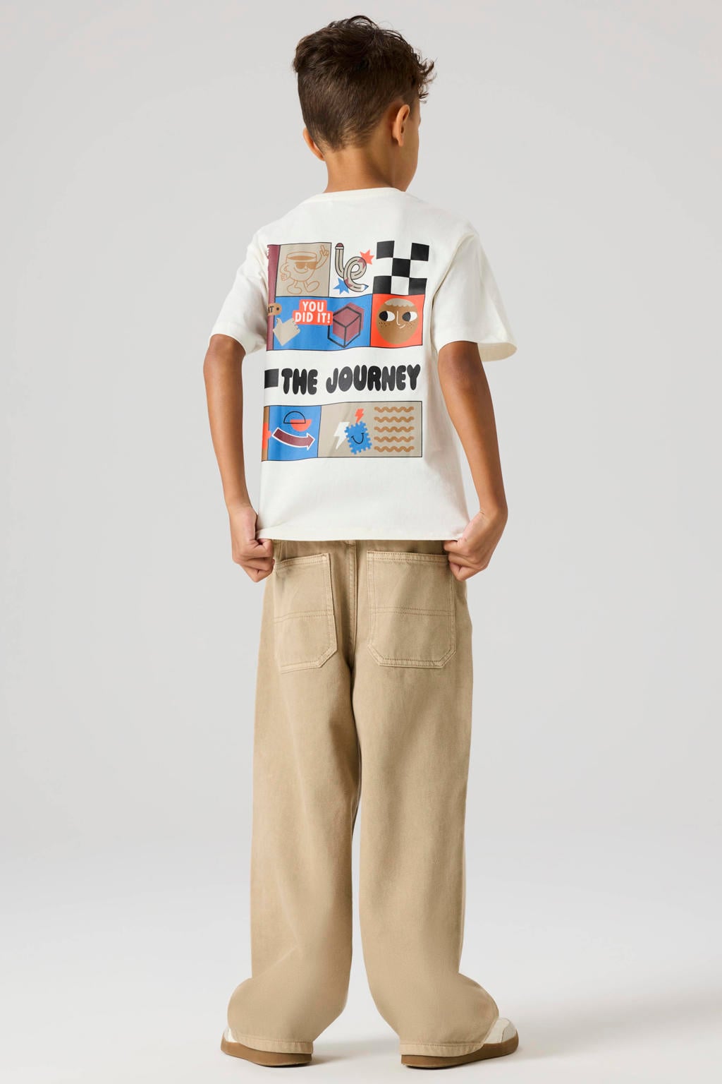 NAME IT KIDS T-shirt met backprint wit