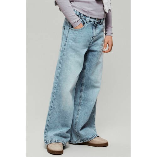 NAME IT KIDS wide leg jeans light blue denim Blauw Effen - maat 128 afbeelding