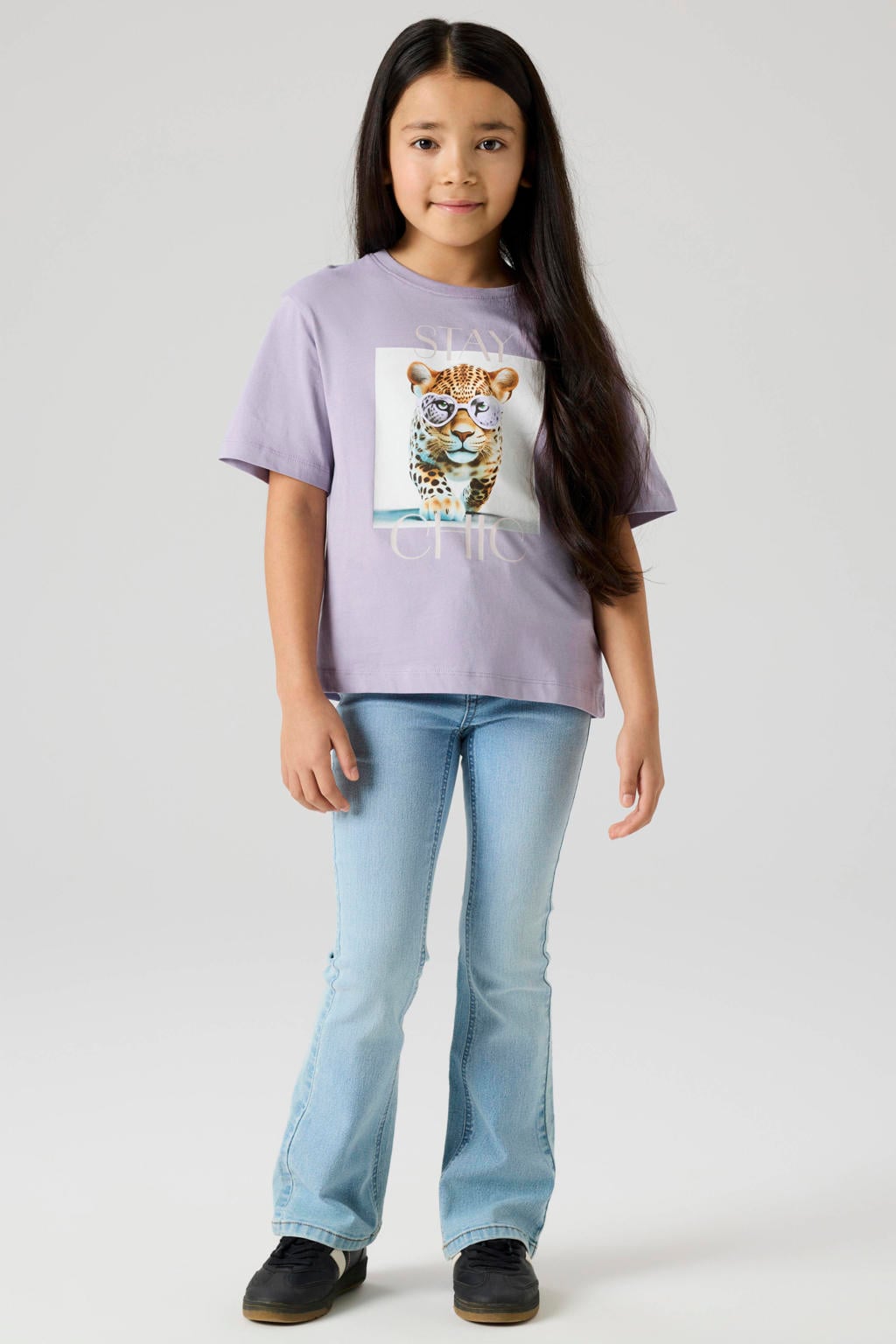 Light blue denim meisjes NAME IT KIDS bootcut jeans van denim met haaksluiting