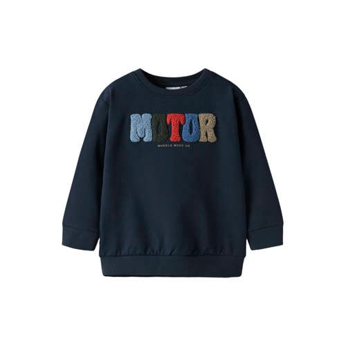 NAME IT MINI sweater donkerblauw Printopdruk - maat 86 afbeelding