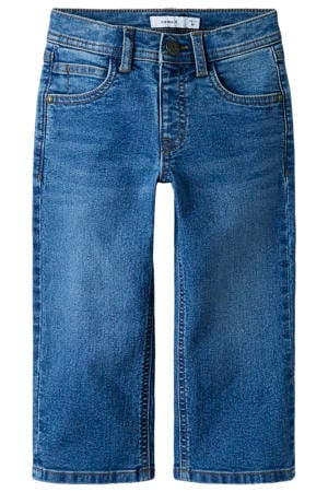 straight leg jeans medium blue denim