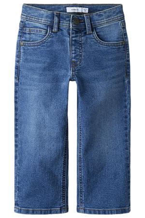 straight leg jeans medium blue denim