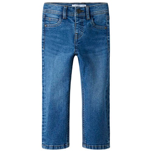 NAME IT MINI slim fit jeans medium blue denim Blauw Effen - maat 104 afbeelding