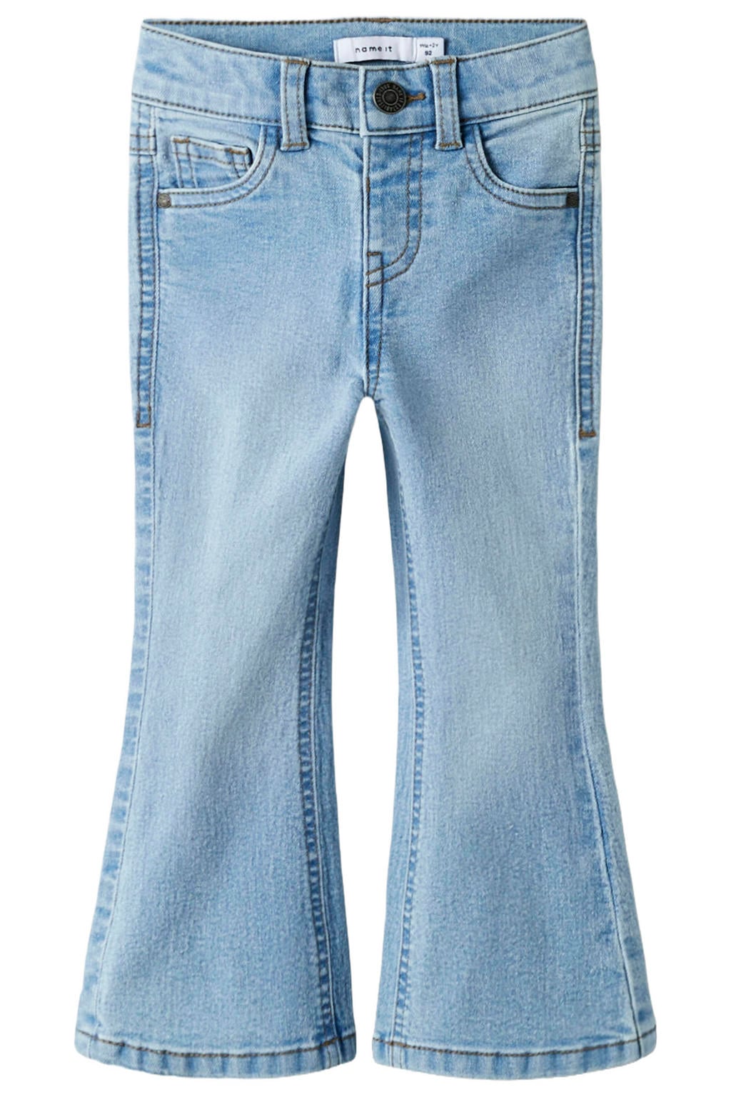 Light blue denim meisjes NAME IT MINI bootcut jeans van denim met drukknoopsluiting en effen