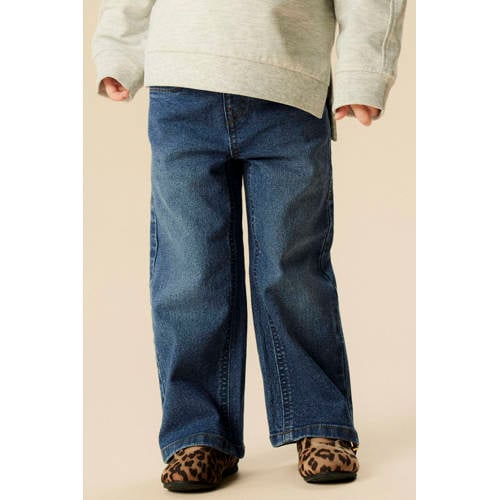 NAME IT MINI wide leg jeans medium blue denim Blauw Effen - maat 104 afbeelding