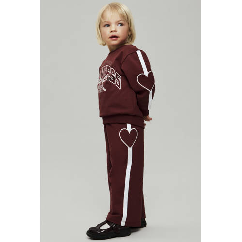 NAME IT MINI wide leg casual broek donkerrood Meisjes Stretchkatoen Meerkleurig - maat 104 afbeelding