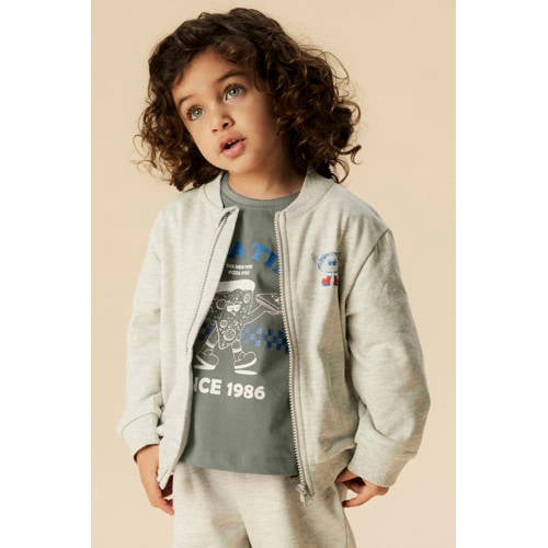NAME IT MINI T-shirt grijs Jongens Katoen Ronde hals Printopdruk - maat 98 afbeelding