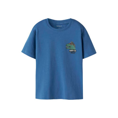 NAME IT MINI T-shirt blauw Jongens Katoen Ronde hals Printopdruk - maat 86 afbeelding