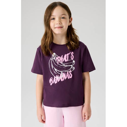 NAME IT KIDS T-shirt paars Meisjes Katoen Ronde hals Printopdruk - maat 158/164 afbeelding