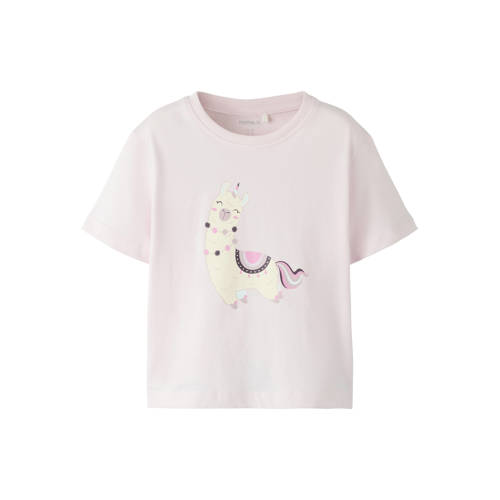 NAME IT MINI T-shirt lichtroze Meisjes Katoen Ronde hals Printopdruk - maat 98 afbeelding