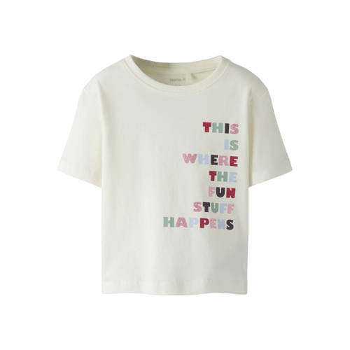 NAME IT MINI T-shirt ecru Meisjes Katoen Ronde hals Printopdruk - maat 92 afbeelding