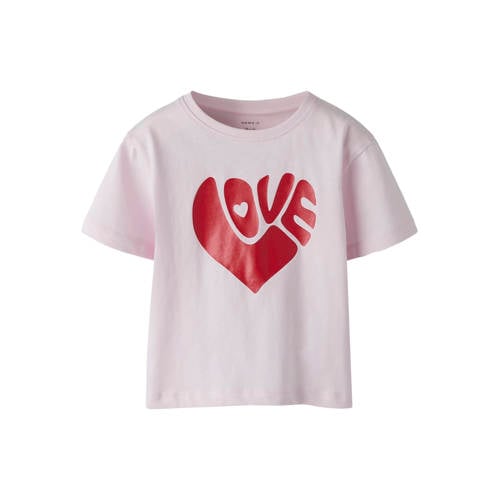 NAME IT MINI T-shirt lichtroze Meisjes Katoen Ronde hals Printopdruk - maat 98 afbeelding