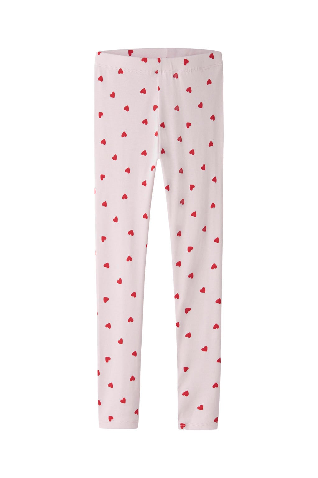 Roze meisjes NAME IT MINI slim legging van stretchkatoen met elastische tailleband en hartjesprint
