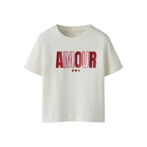 NAME IT MINI T-shirt wit Meisjes Katoen Ronde hals Printopdruk - maat 110 afbeelding