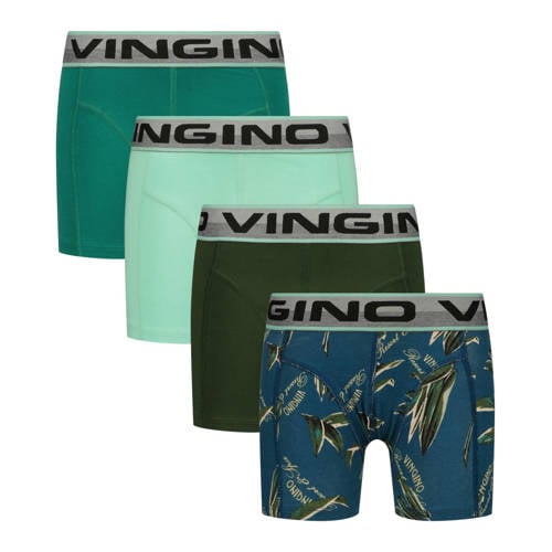 Vingino boxershort - set van 4 groen/multicolor Jongens Stretchkatoen All over print - maat 158/164 afbeelding