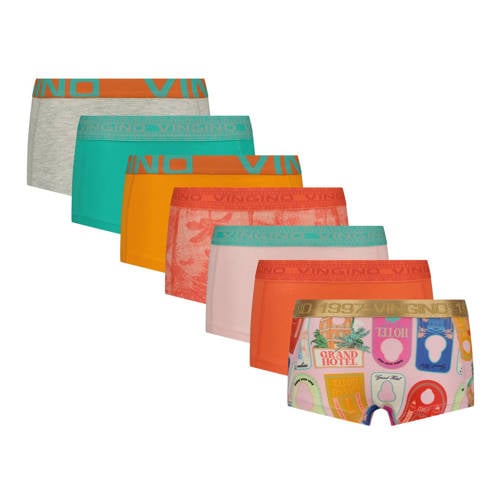 Vingino short - set van 7 oranje/multicolor Slip Meisjes Stretchkatoen - maat 134/140 afbeelding