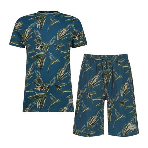 Vingino shortama Woas blauw Jongens Stretchkatoen Ronde hals All over print - maat 122/128 afbeelding