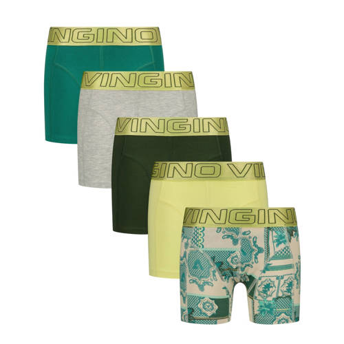 Vingino boxershort - set van 5 groen/multicolor Jongens Stretchkatoen All over print - maat 146/152 afbeelding
