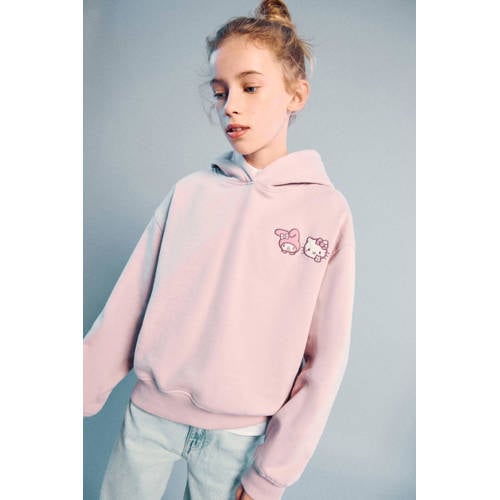Mango Kids hoodie met backprint roze Sweater Backprint - maat 152 afbeelding