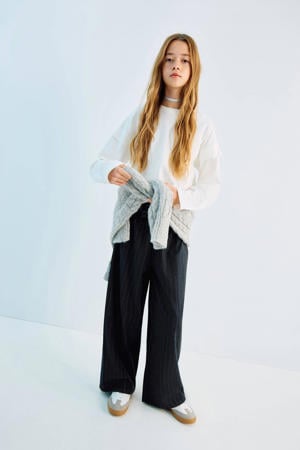 gestreepte casual broek antraciet