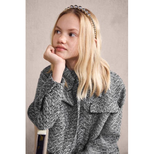 Mango Kids jasje voor binnen grijs gebreid Meisjes Polyester Klassieke kraag - maat 146 afbeelding