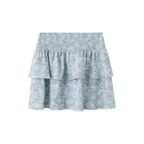 Mango Kids strokenrok lichtblauw Meisjes Polyester All over print - maat 164 afbeelding