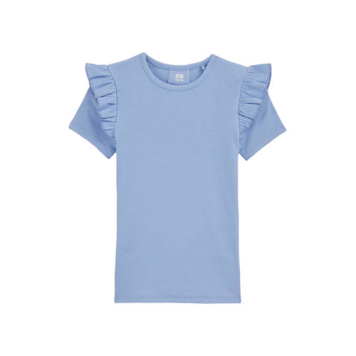 WE Fashion T-shirt Blauw Meisjes Stretchkatoen Ronde hals Effen - maat 98/104 afbeelding