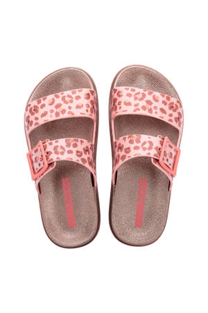 slippers roze/panterprint