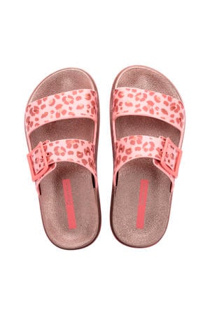 slippers roze/panterprint
