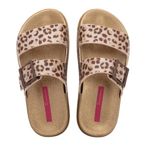 slippers beige/panterprint