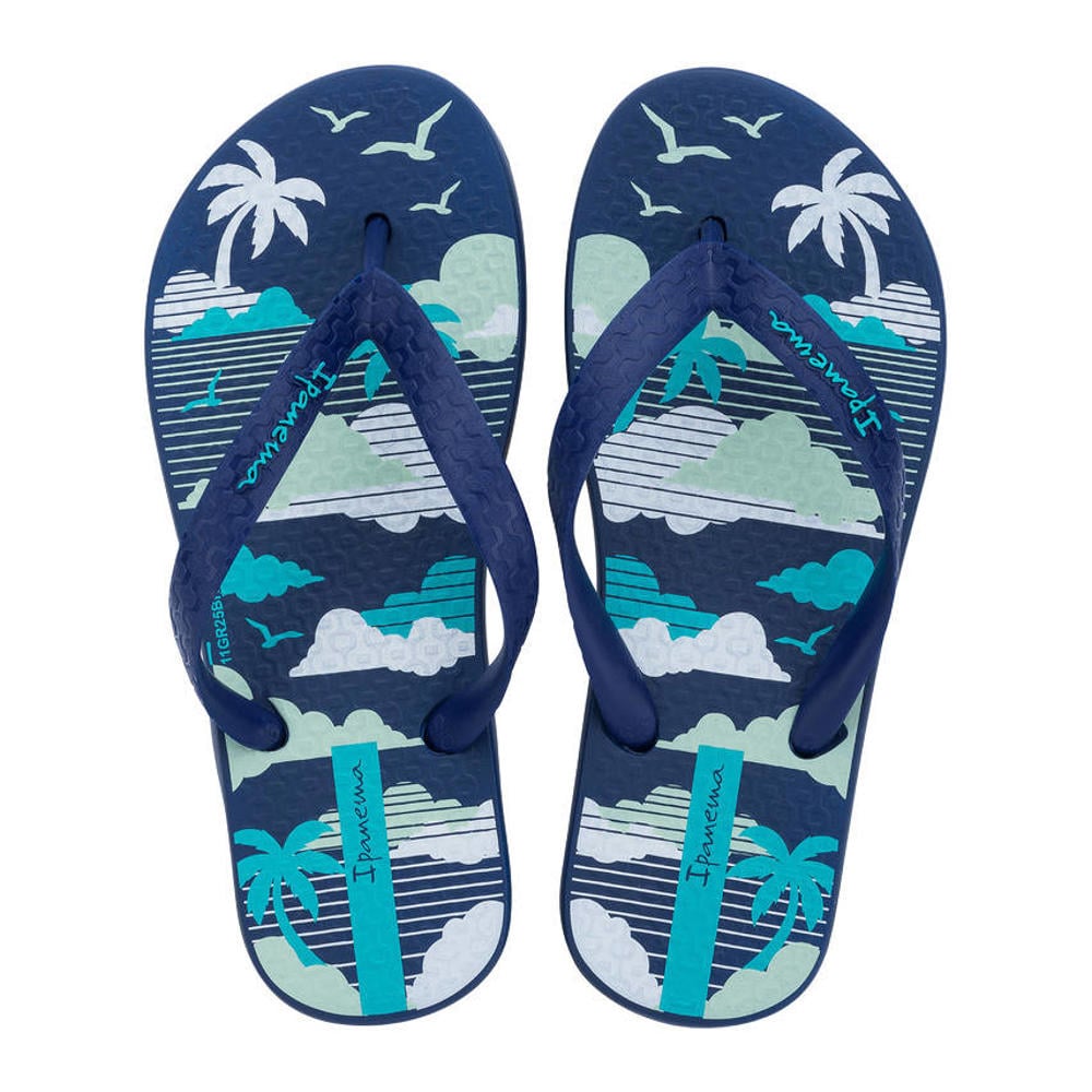Donkerblauwe jongens Ipanema teenslippers van polyester