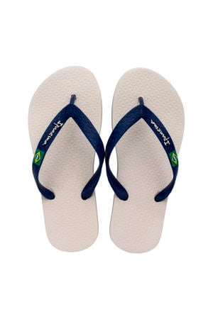 teenslippers beige/blauw